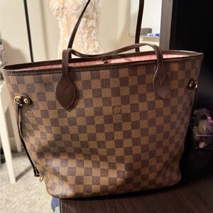 Luxury Brown Checkered Tote Bag